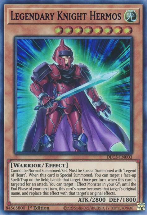 Legendary Knight Hermos (Purple) DLCS-EN003 card from Dragons of Legend: The Complete Series