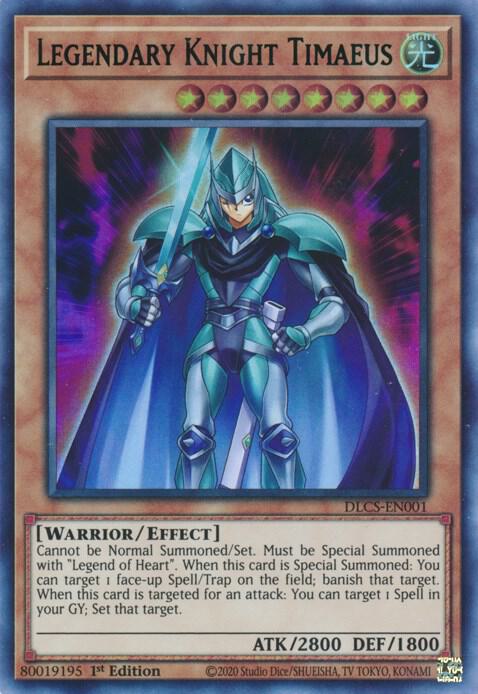 Legendary Knight Timaeus (Green) DLCS-EN001 card from Dragons of Legend: The Complete Series