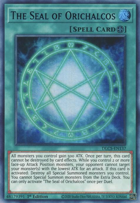 The Seal of Orichalcos (Purple) DLCS-EN137 card from Dragons of Legend: The Complete Series