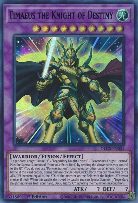 Timaeus the Knight of Destiny (Green) DLCS-EN054 card from Dragons of Legend: The Complete Series