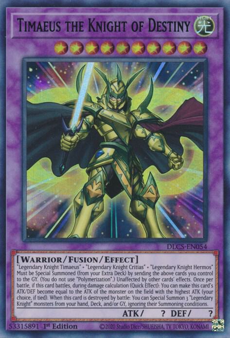 Timaeus the Knight of Destiny (Purple) DLCS-EN054 card from Dragons of Legend: The Complete Series