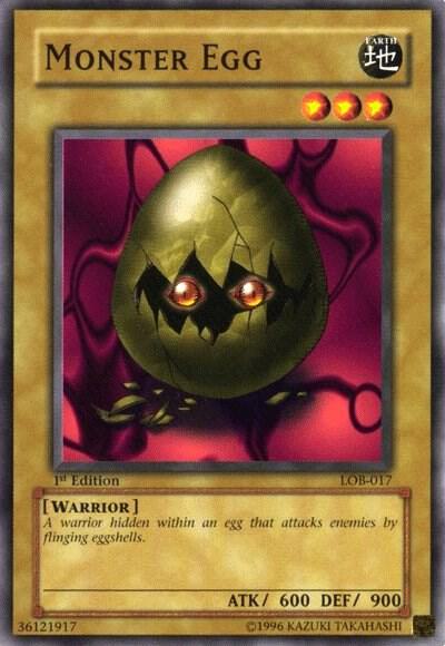 Monster Egg LOB-017 card from The Legend of Blue Eyes White Dragon