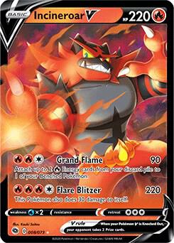 Incineroar V 08/73 card from Champion's Path