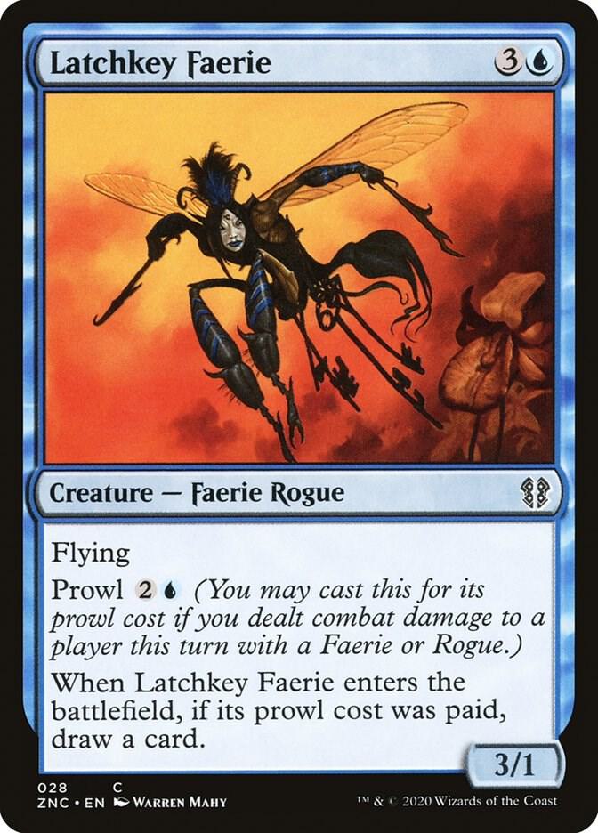 Latchkey Faerie 28 card from Commander: Zendikar Rising