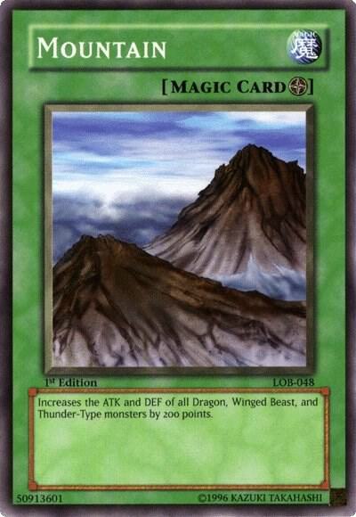 Mountain LOB-048 card from The Legend of Blue Eyes White Dragon