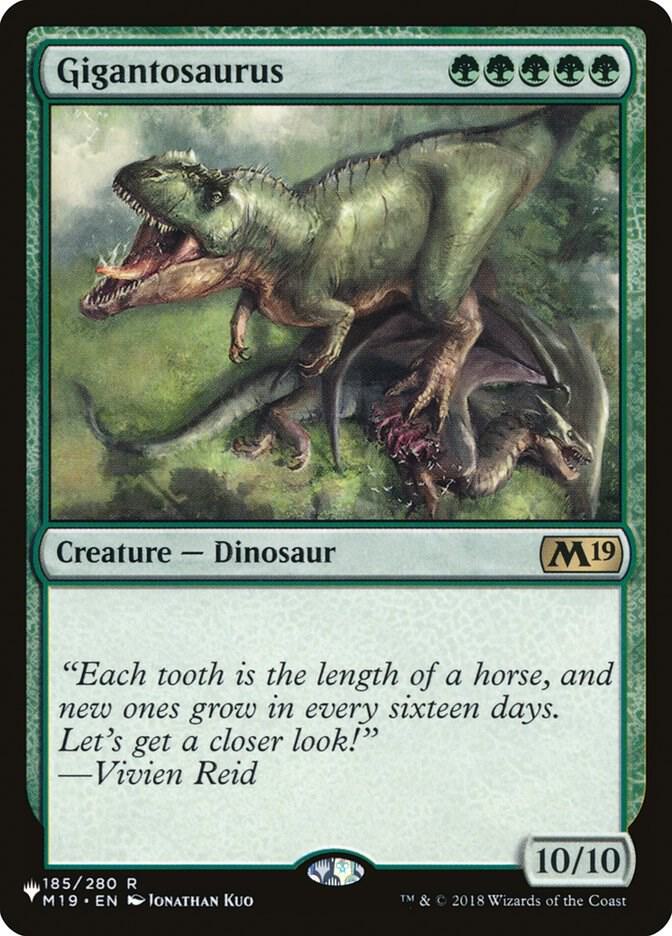 Gigantosaurus 185/280 card from The List Reprints