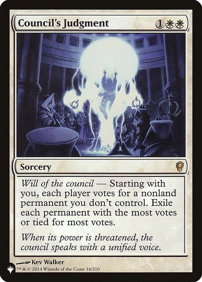 Council's Judgment 16/210 card from The List Reprints