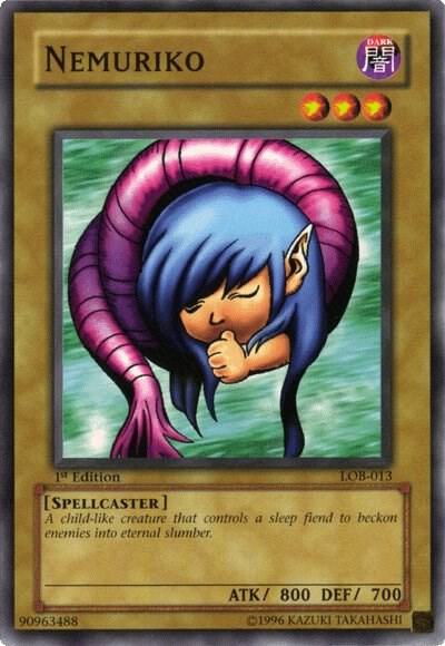 Nemuriko LOB-013 card from The Legend of Blue Eyes White Dragon