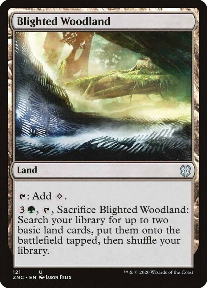 Blighted Woodland 121 card from Commander: Zendikar Rising