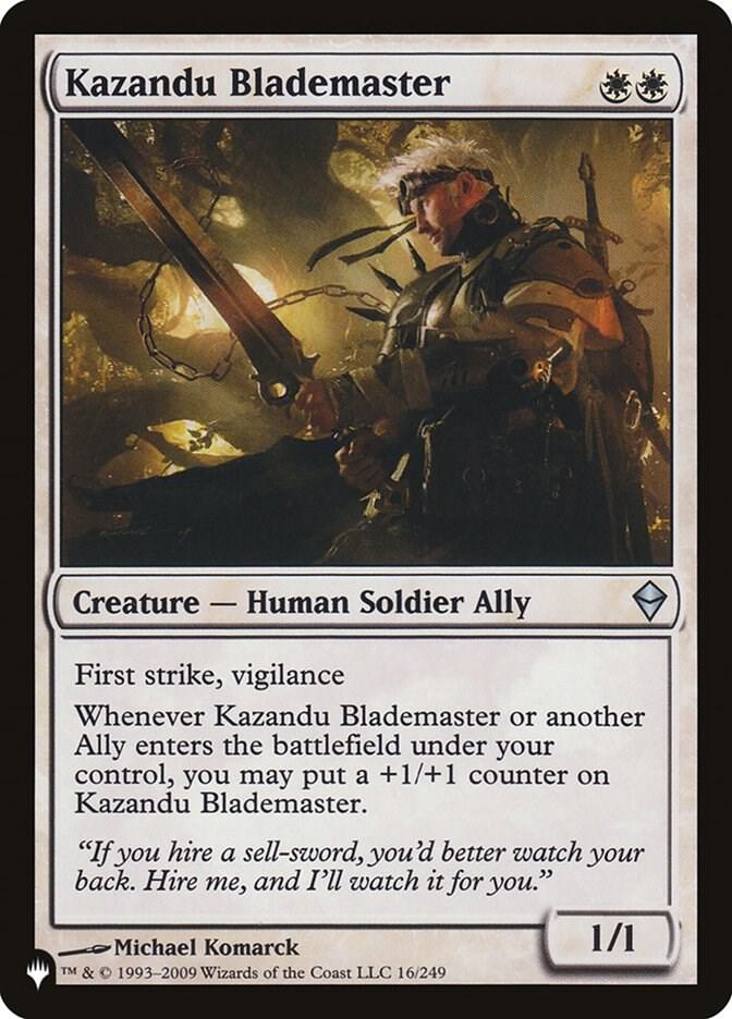 Kazandu Blademaster 16/249 card from The List Reprints