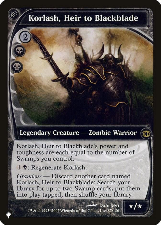 Korlash, Heir to Blackblade 87/180 card from The List Reprints