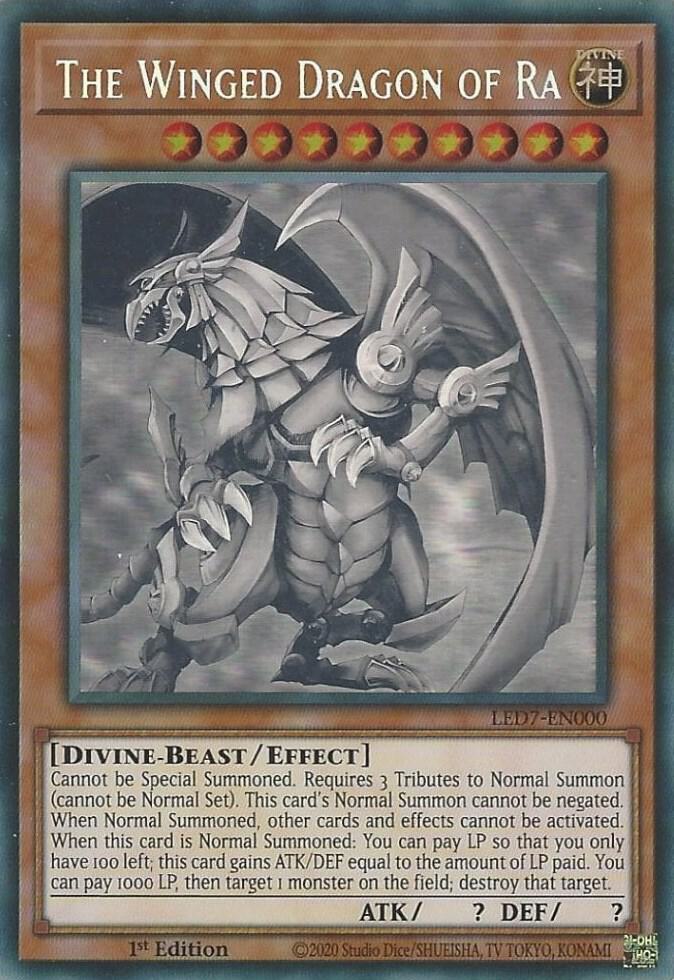 The Winged Dragon of Ra (Ghost Rare) LED7-EN000 card from Legendary Duelists: Rage of Ra