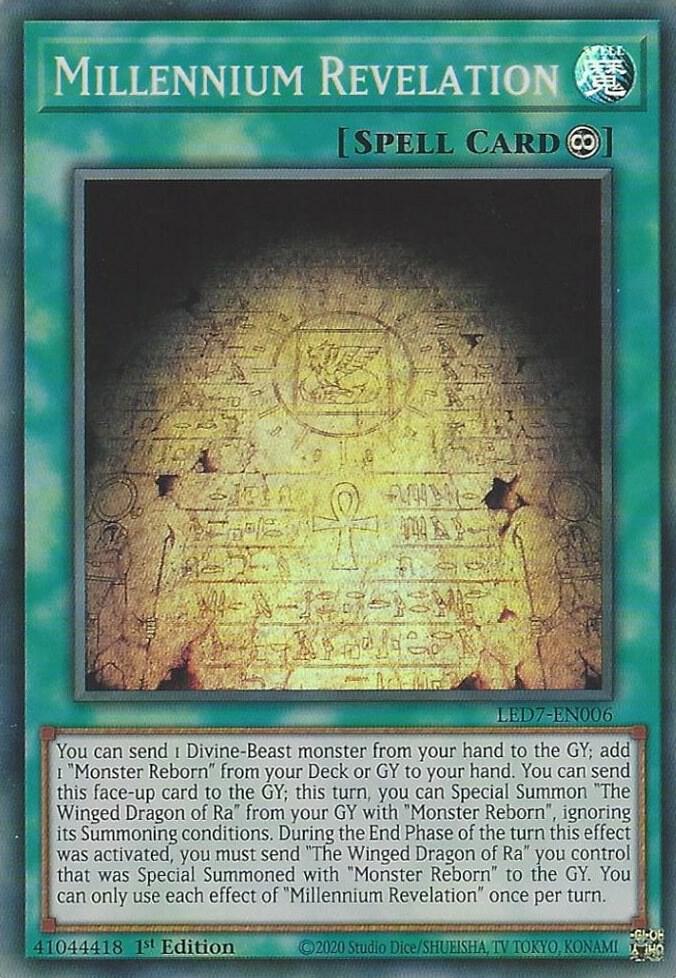 Millennium Revelation LED7-EN006 card from Legendary Duelists: Rage of Ra