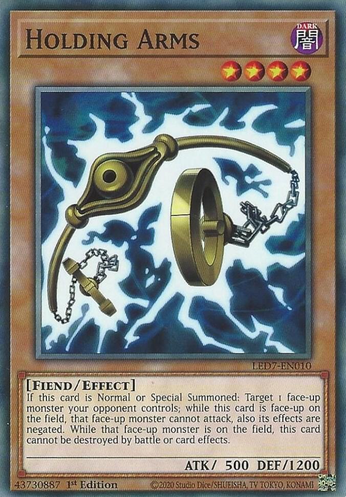 Holding Arms LED7-EN010 card from Legendary Duelists: Rage of Ra