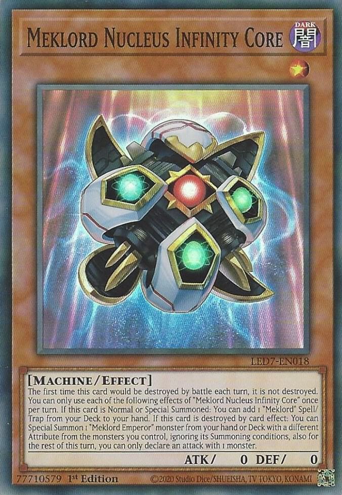 Meklord Nucleus Infinity Core LED7-EN018 card from Legendary Duelists: Rage of Ra