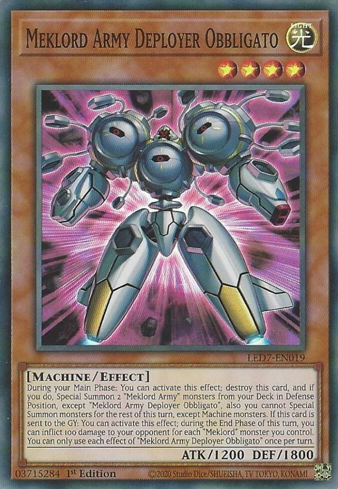 Meklord Army Deployer Obbligato LED7-EN019 card from Legendary Duelists: Rage of Ra