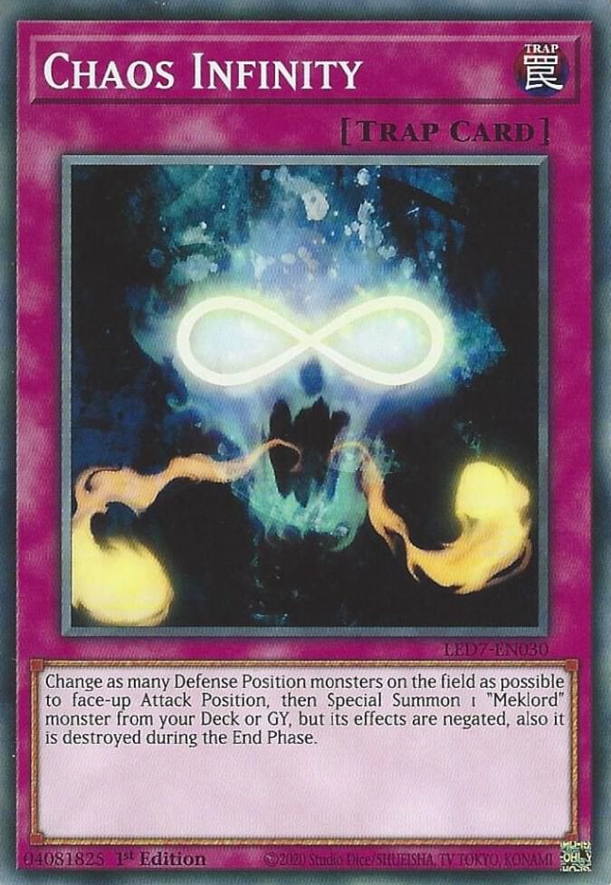 Chaos Infinity LED7-EN030 card from Legendary Duelists: Rage of Ra