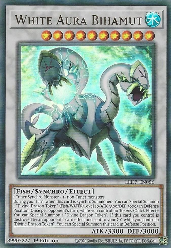 White Aura Bihamut LED7-EN056 card from Legendary Duelists: Rage of Ra