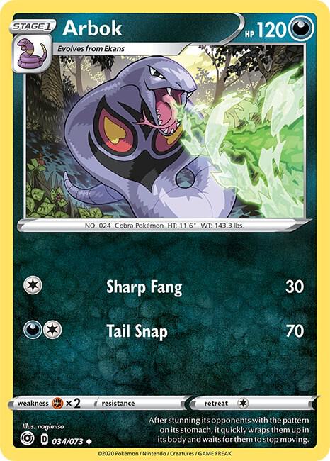 Arbok 34/73 card from Champion's Path