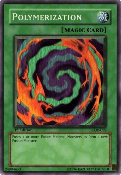 Polymerization LOB-059 card from The Legend of Blue Eyes White Dragon