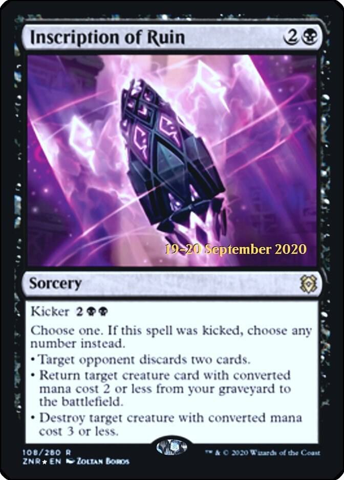 Inscription of Ruin 108 card from Prerelease Cards