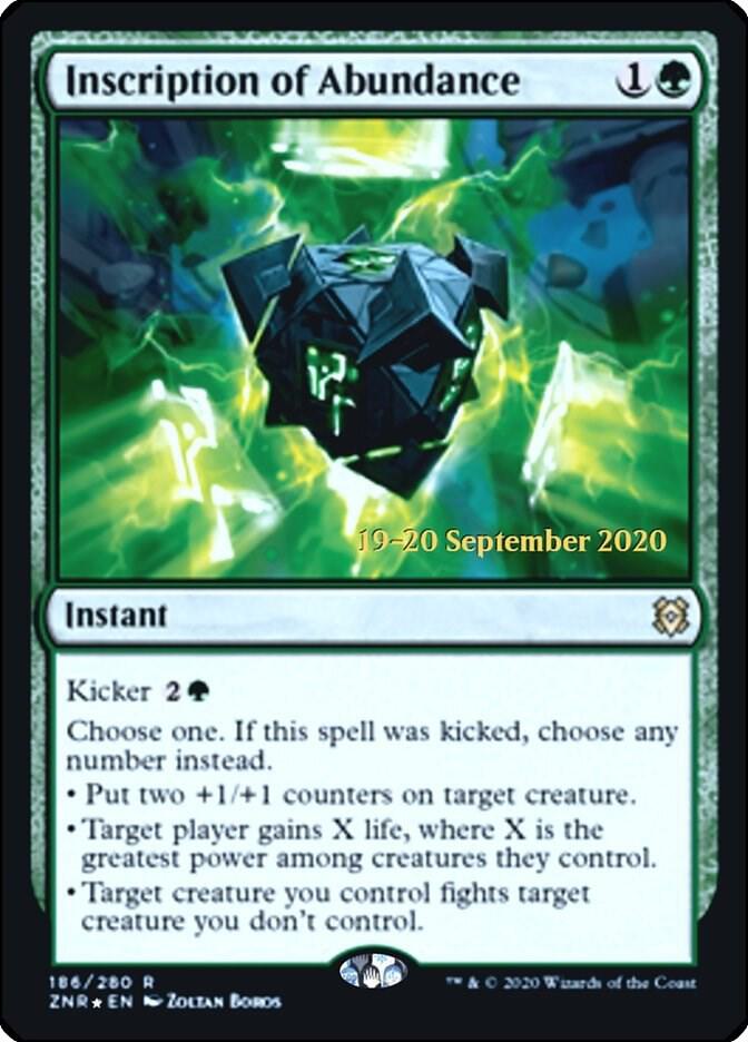Inscription of Abundance 186 card from Prerelease Cards
