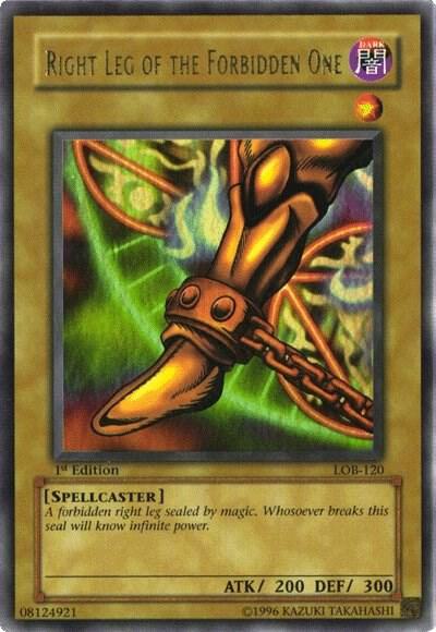 Right Leg of the Forbidden One LOB-120 card from The Legend of Blue Eyes White Dragon