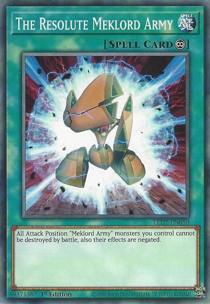 The Resolute Meklord Army LED7-EN050 card from Legendary Duelists: Rage of Ra