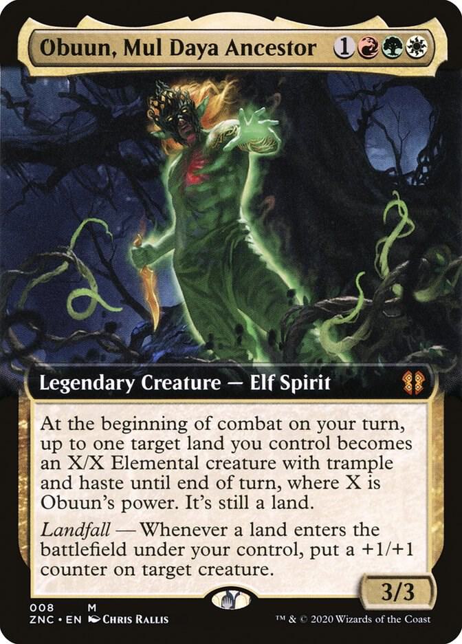 Obuun, Mul Daya Ancestor (Extended Art) 8 card from Commander: Zendikar Rising