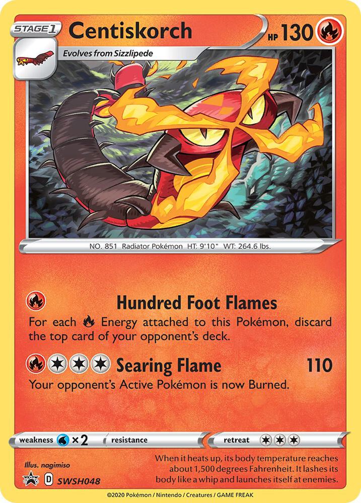 Centiskorch SWSH048 card from SWSH: Sword & Shield Promo Cards