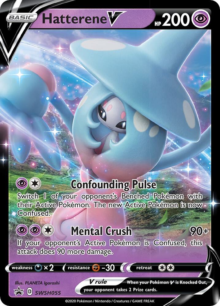 Hatterene V SWSH055 card from SWSH: Sword & Shield Promo Cards