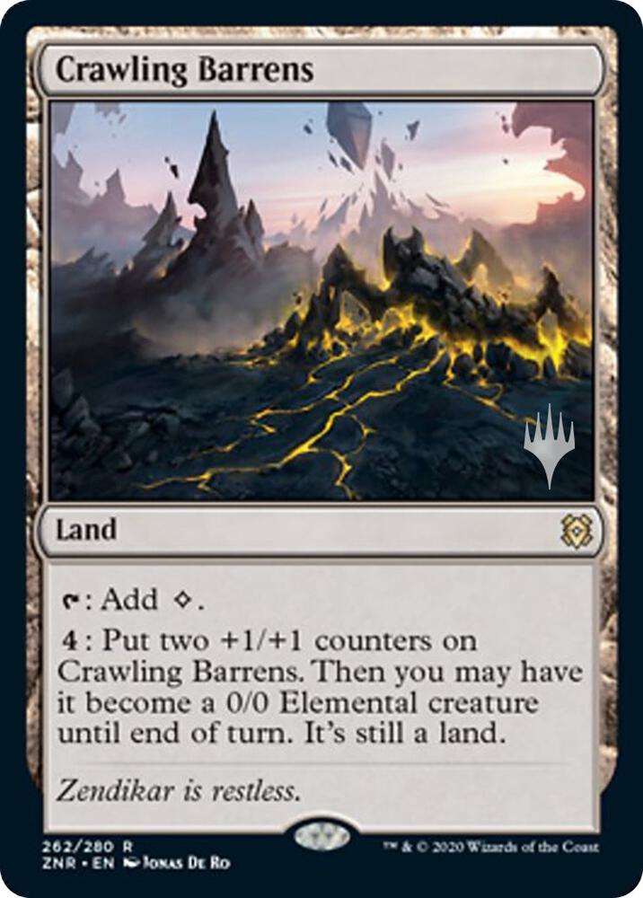 Crawling Barrens 262 card from Promo Pack: Zendikar Rising