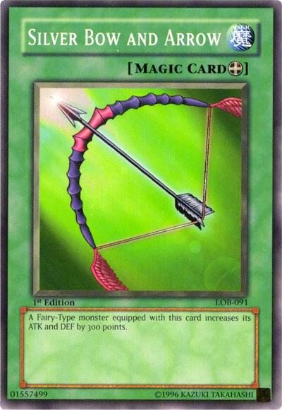 Silver Bow and Arrow LOB-091 card from The Legend of Blue Eyes White Dragon
