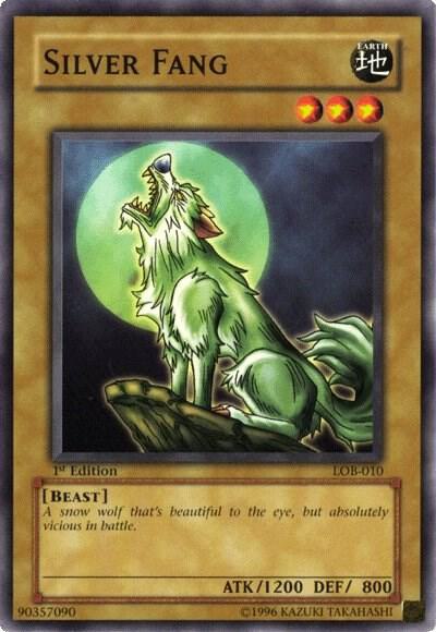 Silver Fang LOB-010 card from The Legend of Blue Eyes White Dragon