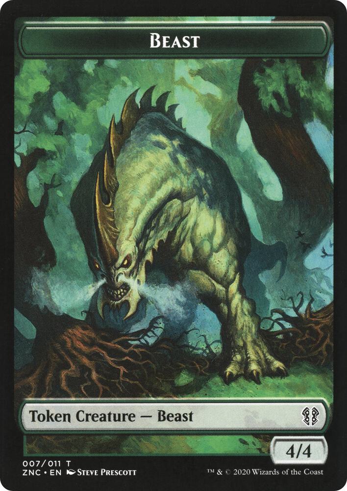 Beast // Saproling Double-Sided Token 7 // 9 card from Commander: Zendikar Rising