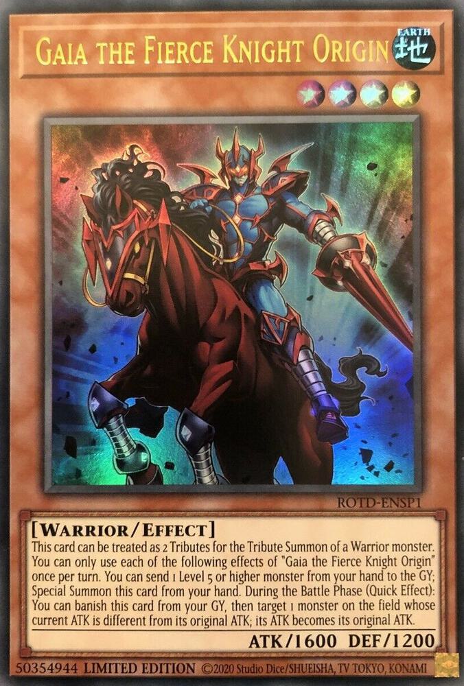 Gaia the Fierce Knight Origin ROTD-ENSP1 card from Rise of the Duelist