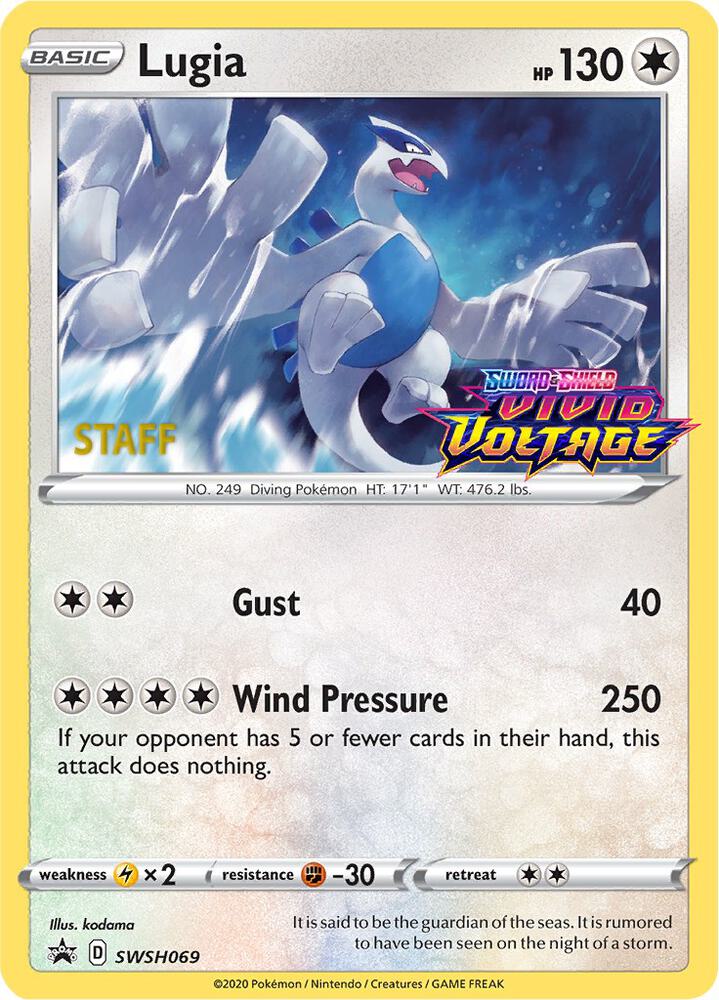 Lugia (Prerelease) [Staff] SWSH069 card from SWSH: Sword & Shield Promo Cards