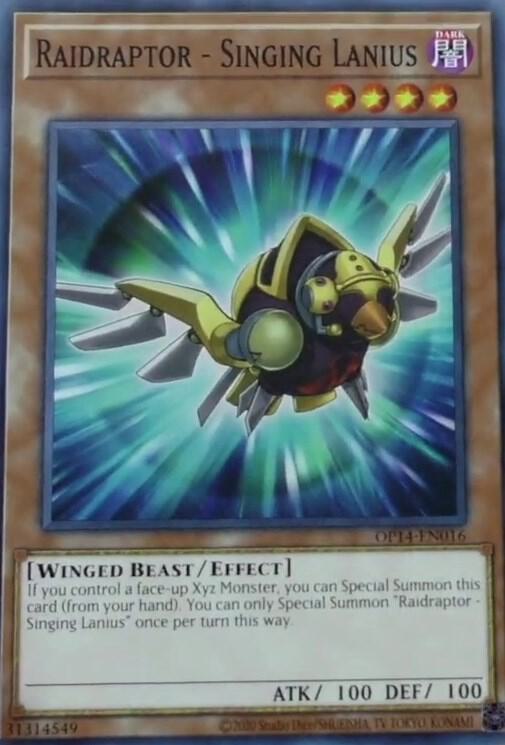 Raidraptor - Singing Lanius OP14-EN016 card from OTS Tournament Pack 14