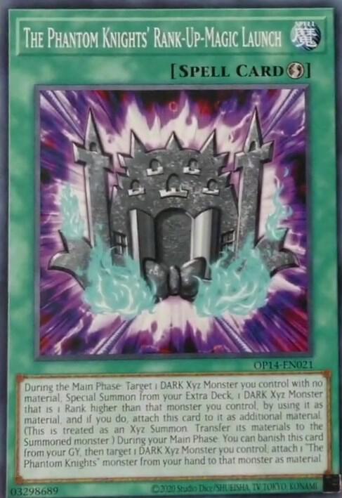 The Phantom Knights' Rank-Up-Magic Launch OP14-EN021 card from OTS Tournament Pack 14