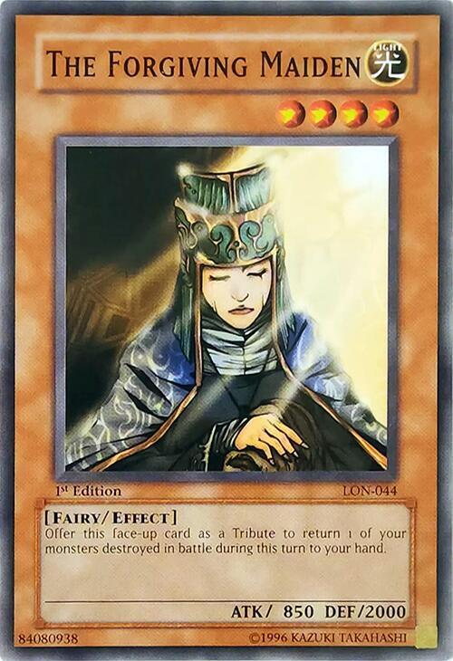 The Forgiving Maiden LON-044 card from Labyrinth of Nightmare
