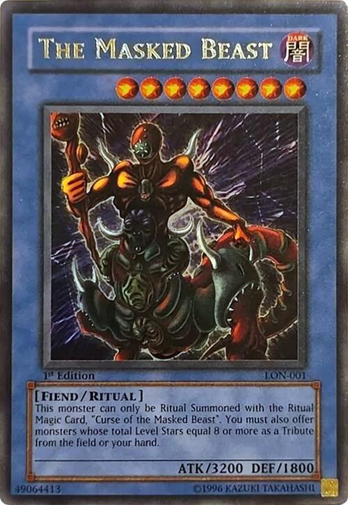 The Masked Beast LON-001 card from Labyrinth of Nightmare
