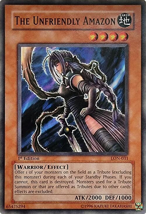 The Unfriendly Amazon LON-031 card from Labyrinth of Nightmare