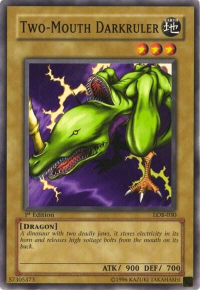 Two-Mouth Darkruler LOB-030 card from The Legend of Blue Eyes White Dragon