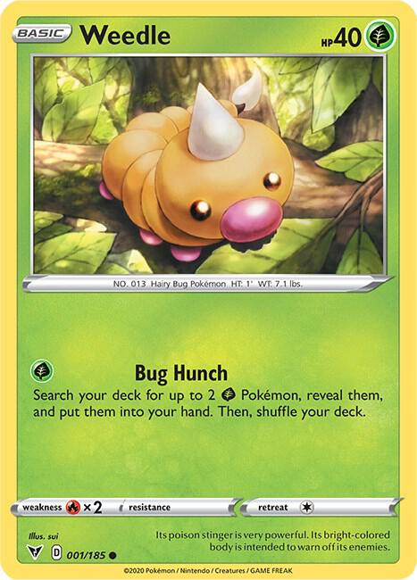 Weedle 001/185 card from SWSH04: Vivid Voltage