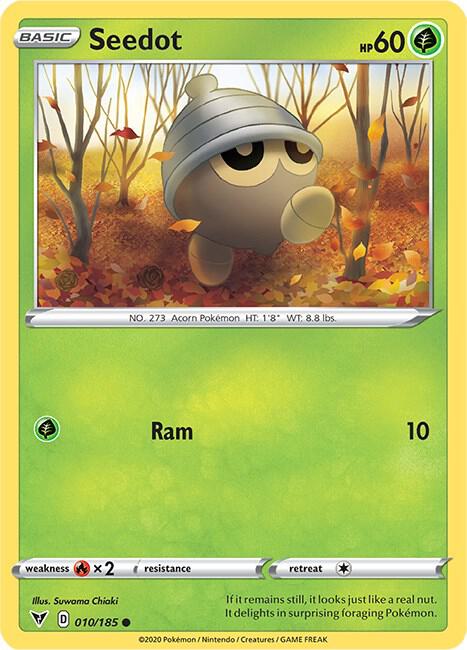 Seedot 010/185 card from SWSH04: Vivid Voltage
