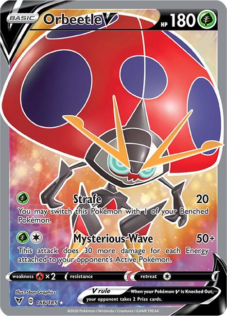 Orbeetle V (Full Art) 166/185 card from SWSH04: Vivid Voltage