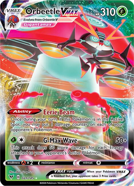 Orbeetle VMAX 021/185 card from SWSH04: Vivid Voltage