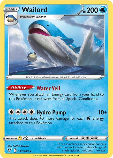 Wailord 032/185 card from SWSH04: Vivid Voltage