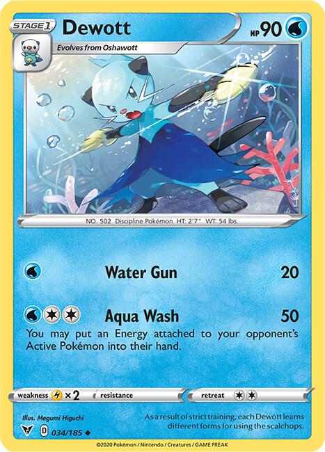 Dewott 034/185 card from SWSH04: Vivid Voltage