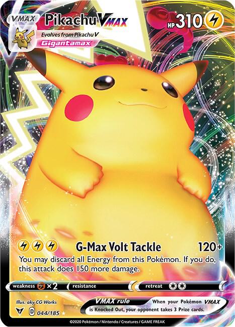 Pikachu VMAX 044/185 card from SWSH04: Vivid Voltage